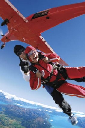 Appetite for adventure ... skydiving at Lake Wanaka.