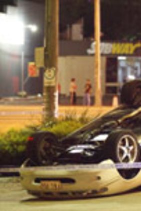 A Bob Jane T-Marts vehicle was rolled over during the riot protesting the cancellation of the EasterNats race meet at Melbourne's Calder Park Raceway.