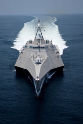 Sleek but deadly ... the Littoral Combat Ship Independence during trials.