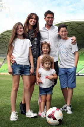 Harry Kewell with his wife Sheree Murphy and children Dolly Kewell, Ruby Kewell, Matilda Kewell and Taylor Kewell.