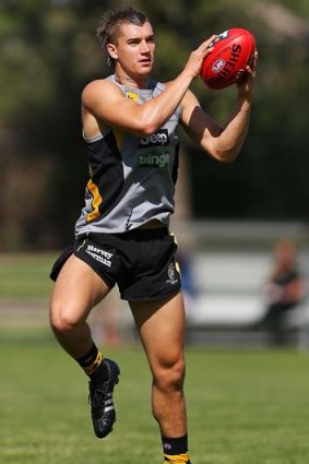 Dustin Martin during a training session on Monday.