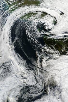 Satellite image of Tuesday's storm as it moved over Victoria.