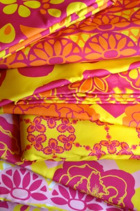 Vibrant: Hand printed and digitally printed fabrics by Anna Sutherland in "A Printed Space".