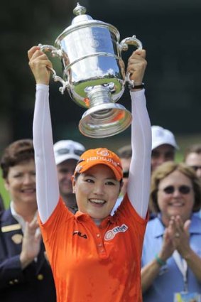 Ryu So-Yeon of South Korea celebrates winning the U.S. Women's Open golf tournament.