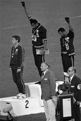 The iconic photo ... 1968 Olympian Peter Norman stood in solidarity with two black American athletes during a medal ceremony.