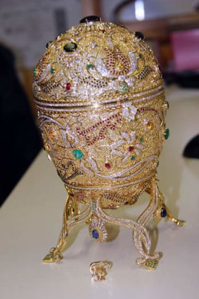 The jewelled egg recovered by French police.