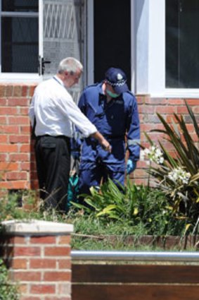 Police outside the Ballarat home where two men were shot.