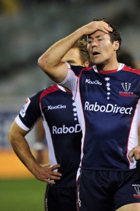Difficult times: Julian Huxley playing for the Rebels.