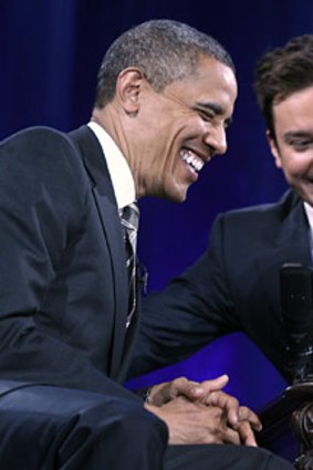 Barack Obama appears on Jimmy Fallon's talk show.