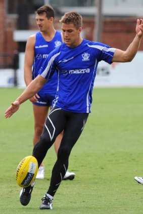 Ready to roll: Andrew Swallow at training on Saturday.