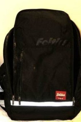 The backpack worn by the dead man.