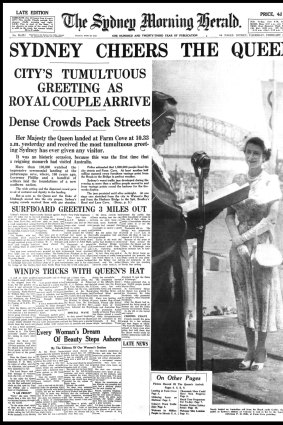Front page of The Sydney Morning Herald from February 4 1954