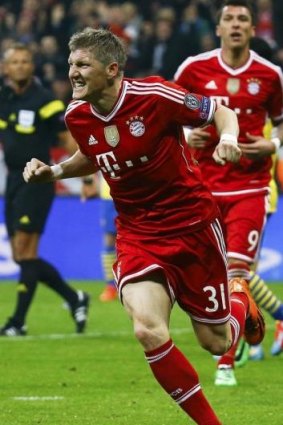 Bastian Schweinsteiger scored in Bayern's 50th game unbeaten in the Bundesliga.
