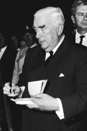 Prime Minister Robert Menzies on 15 November, 1963.