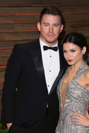 Channing Tatum with wife Jenna Dewan-Tatum at the 2014 Vanity Fair Oscars Party.