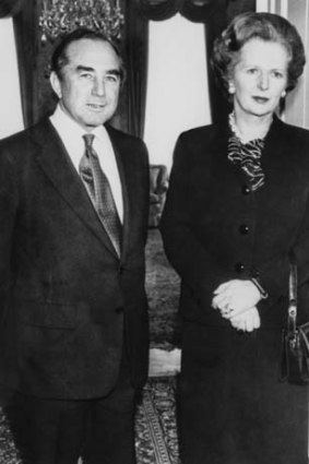 Distinguished ... Sir Rex Hunt and Margaret Thatcher in 1982.