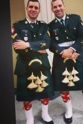 Canadian soldier Nathan Cirillo, right, in uniform in one of his last Instagram posts with an unidentified colleague. 