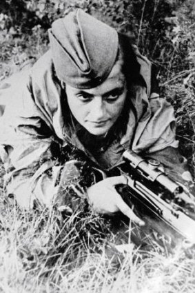 'Lady Death': Red Army sniper Lyudmila Pavlichenko holds a rifle as she defends Sevastopol from the Nazis on June 6, 1942.