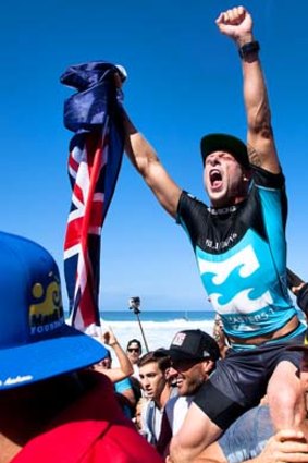 Mick Fanning after winning his third trophy.