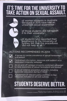 A leaflet handed out by protesters to parents at the Sydney University Open Day.