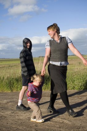 Hamilton woman Helen Henry with children Wolfgang and Daisy. She is one of the stars of a film about climate change.