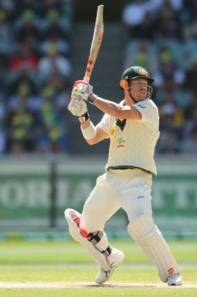 David Warner in action during day four at the MCG.