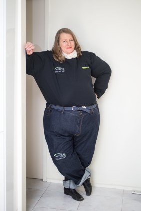 AusBig's Janet Hope puts herself in the place of an obese person with a special suit.