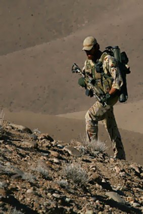 An Australian soldier on patrol in Oruzgan, Afghanistan.