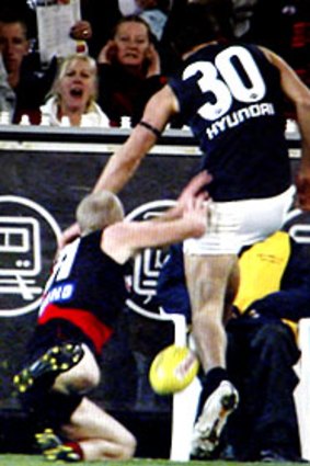 Jarrad Waite appeared to get a shin to this disallowed goal.