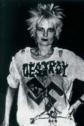 Vivienne Westwood wearing her controversial Destroy Shirt.