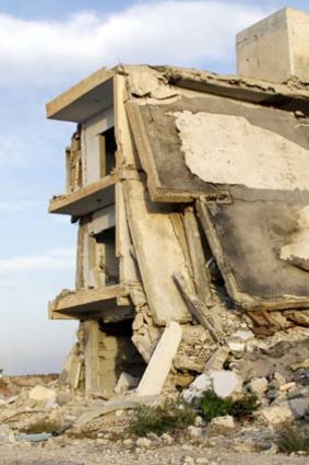 Ruins: Destroyed buildings in the village of al-Hamidiyeh, north of Qusair.