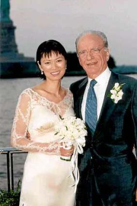 Murdoch and Deng on their wedding day.
