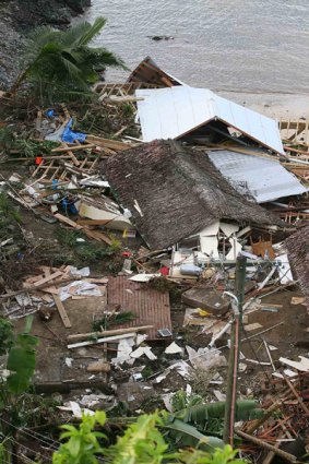 The remains of the Seabreeze resort after the tsunami hit Samoa.