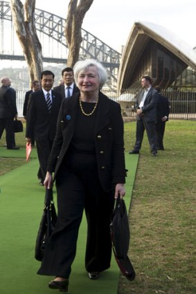 US federal reserve chair Janet Yellen in Sydney for the G20 meeting.