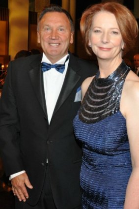 Tim Mathieson and Prime Minister Julia Gillard at the 2012 Mid Winter Ball in Canberra.