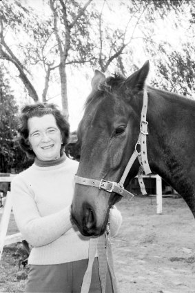 Racehorse trainer Nelly Coady in 1982, with Brush Fire.