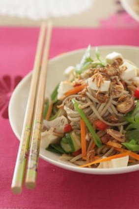 Japanese buckwheat noodle salad.