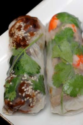 Rice paper rolls at Roll'd.