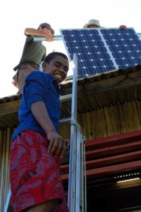 A solar-powered lighting installation at Atauro, East Timor.