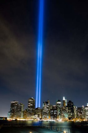 Tribute in light: Ground Zero in Lower Manhattan.