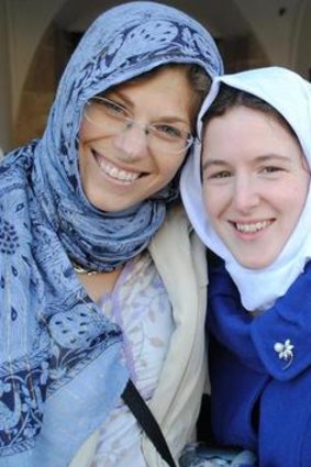 Jewish South African Gina Flash (left) and Carol Doyle, of Ireland, as Muslims for a Month.