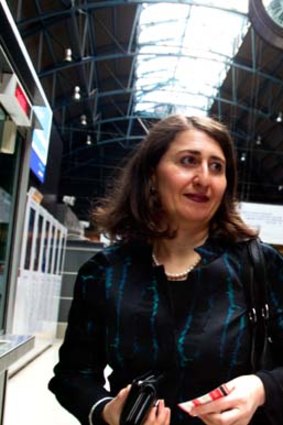 Transport Minister Gladys Berejiklian at Central station to announce major rail reforms.