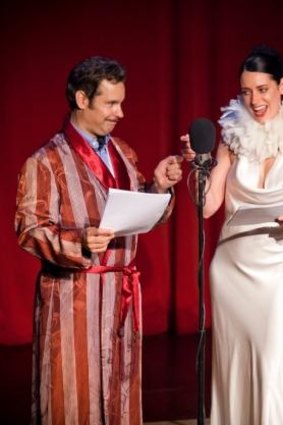 Paul F.Tompkins and Paige Brewster as Frank and Sadie in The Thrilling Adventure Hour.
