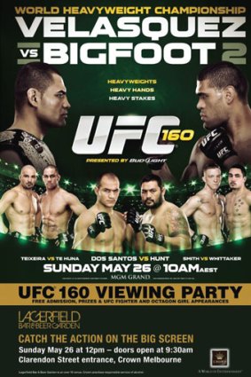 The UFC will cross live to a Melbourne viewing party at Lagerfield Bar and Beer Garden during UFC 160 this weekend.