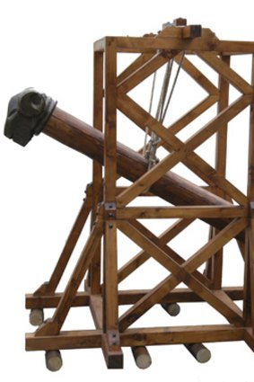 A catapult from the interactive <i>Ancient Rome</i> exhibit.