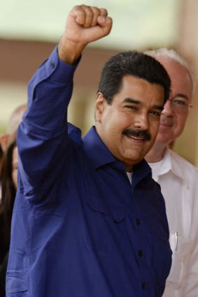 Victorious: Venezuela's President Nicolas Maduro in Caracas.
