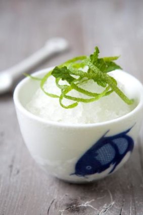 Pure and simple: Sake and mint granita.