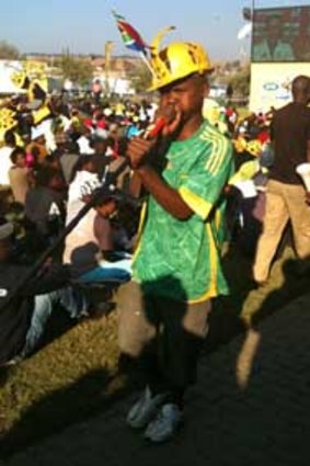 South African fans at Diepsloot football park.