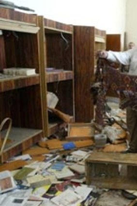 A 2003 image inside Iraq’s largest archaeological museum in Baghdad after it was looted.