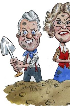 Call to arms ... Michael Chaney and Janet Holmes a Court. <em>Illustration: John Shakespeare</em>